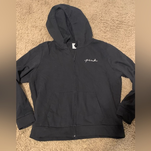 PINK Victoria's Secret Tops - VS Pink Full Zip Hoodie Women’s Sz XL Black 
Great Shape!!